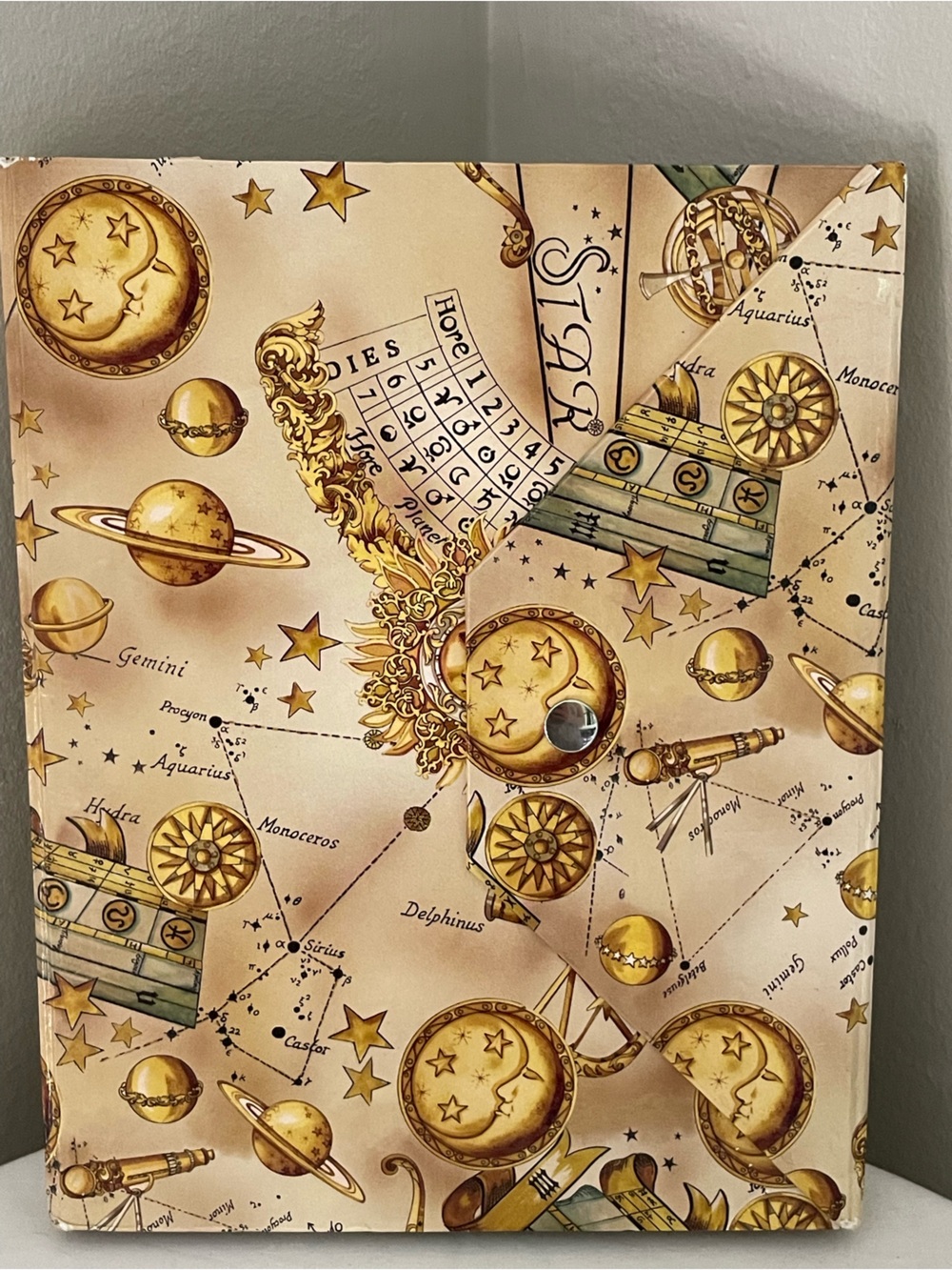 Vtg Celestial Stationary Desk Organizer Set Sun and Moon Astrology Writing Box